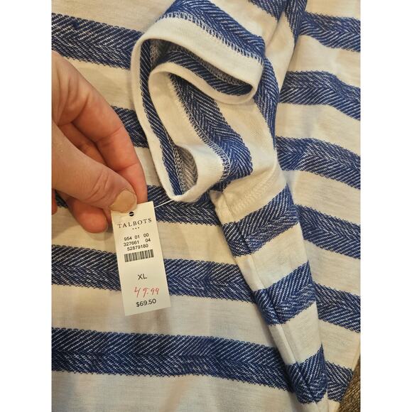 Hello Saturday talbots Terry cotton stripe short sleeve dress womens XL coastal - Picture 6 of 6